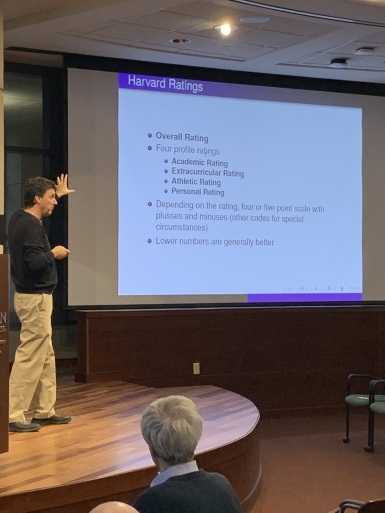 speaker discusses Athlete Preference at Harvard
