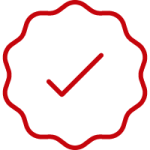 Check mark red outlined icon