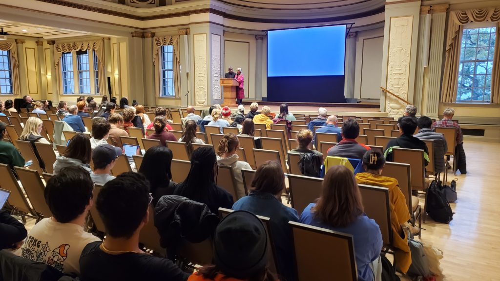 William Darity Jr and Kirsten Mullen present 'Reparation & the nation's capital' to a large audience